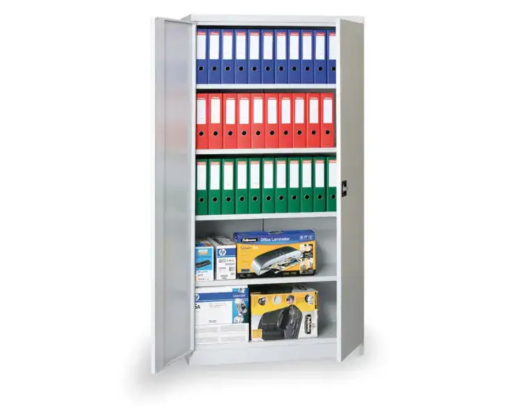 Archivační skříně - Kovová svařovaná spisová skříň na dokumenty s křídlovými dveřmi a rozvorovým zámkem