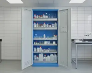 Kovová skříň na chemikálie do dílen a laboratoří