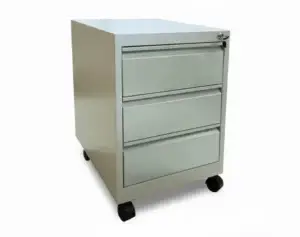 Kovový kancelářský zásuvkový kontejner pojízdný (šedý) | E-regaly.cz