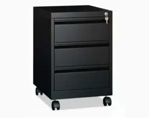 Kovový kancelářský zásuvkový kontejner pojízdný (černý) | E-regaly.cz