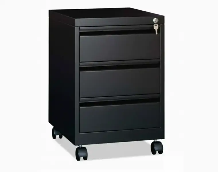 Kovový kancelářský zásuvkový kontejner pojízdný (černý) | E-regaly.cz