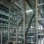 Patrové regály se schodištěm ve skladu | E-regaly.cz