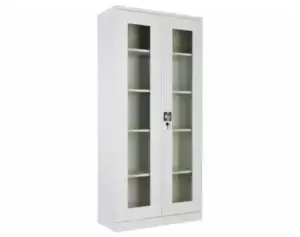 Kovová policová skříň svařovaná s prosklenými dveřmi