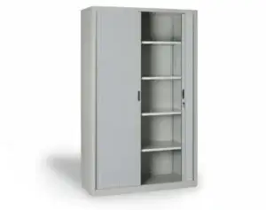 Kovová policová skříň svařovaná s roletovými dveřmi