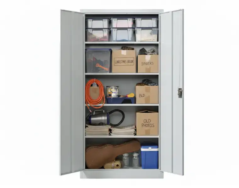 Univerzální kovová policová skříň svařovaná (šedá)