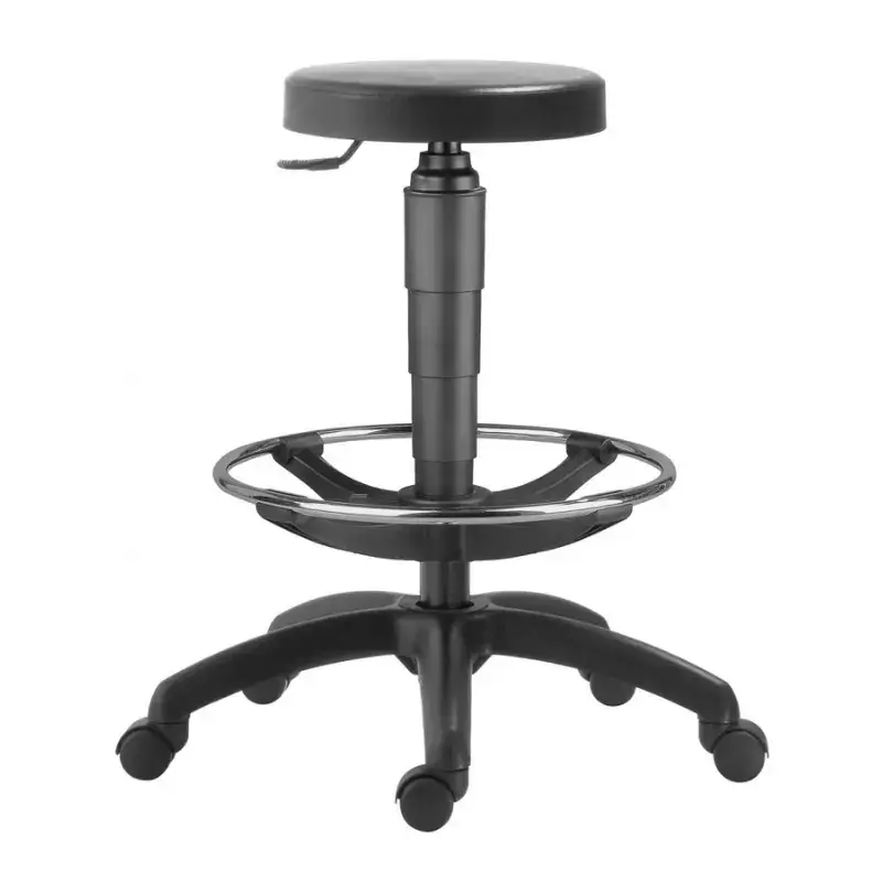 Dílenská průmyslová PUR židle na kolečkách s opěrkou pro nohy
